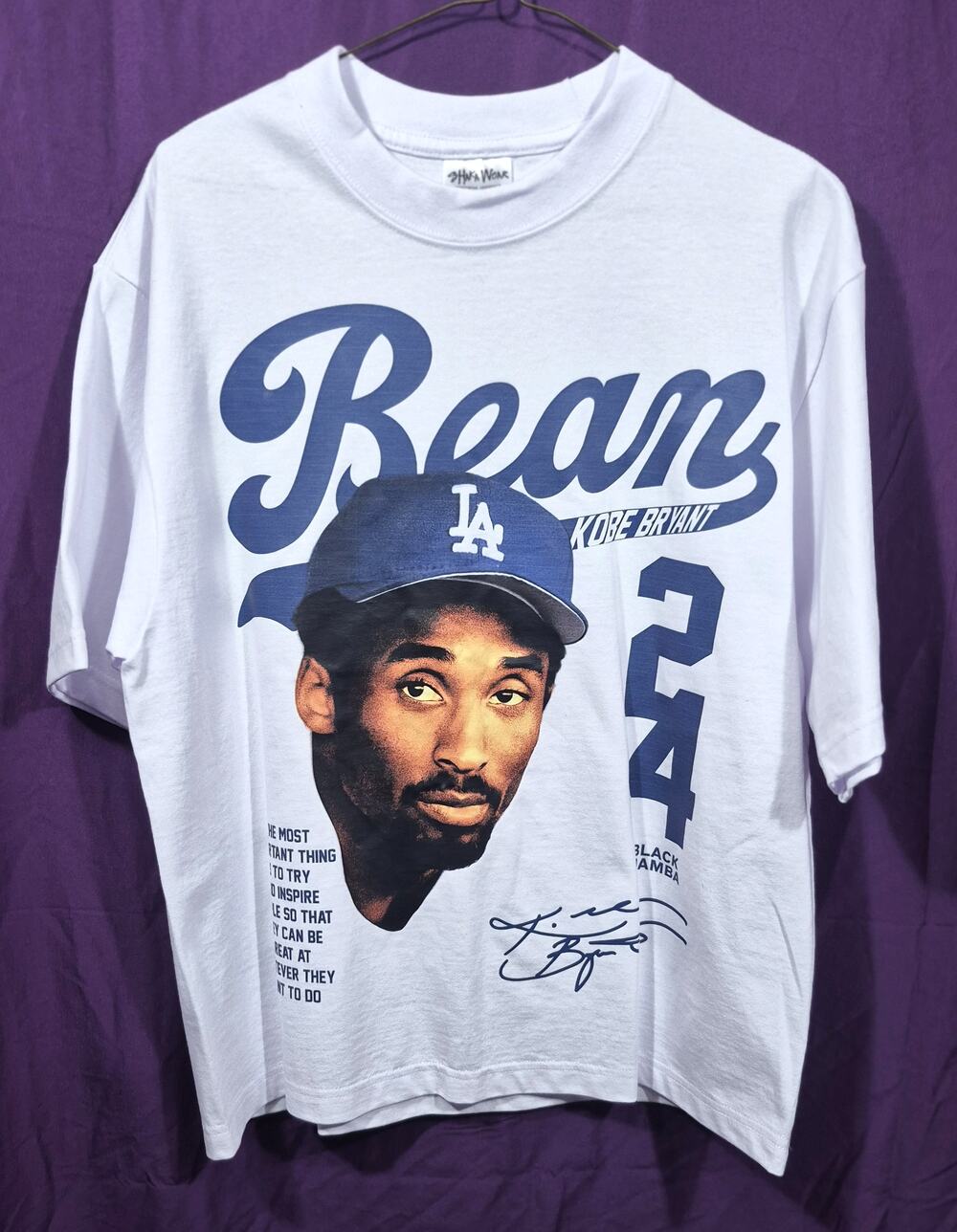 Shaka Wear Kobe Bryant LA Dodgers Graphic Tee "Bean 24" Heavyweight Streetwear L